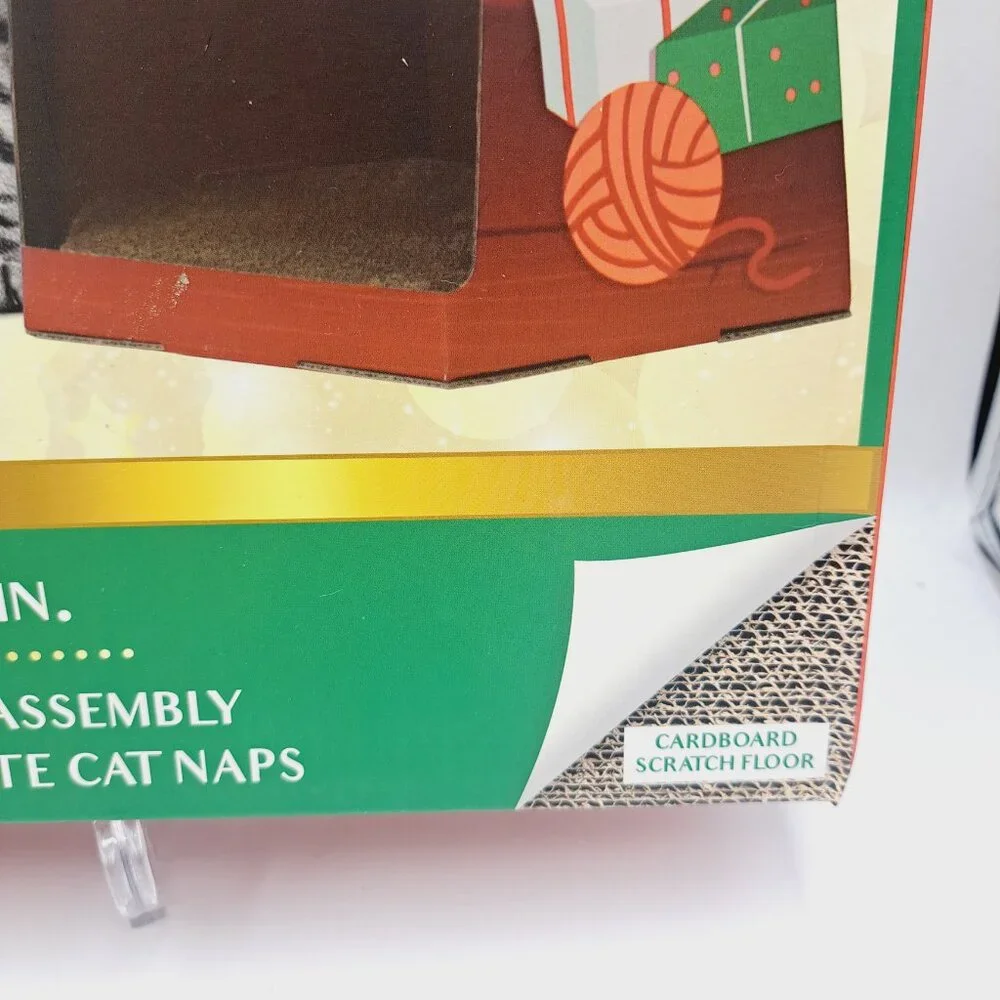American Cat Club Carboard Scratch Holiday Christmas Tree House Size 12x14x17 in